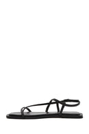 Women's Black Leather Flip-Flop Sandals | Derimod Women's Black Leather Flip-Flop Sandals | Derimod