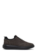 Erkek Gri Bağcıklı Nubuk Deri Sneaker | Derimod Erkek Gri Bağcıklı Nubuk Deri Sneaker | Derimod