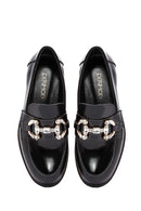 Women's Black Stone Detailed Leather Masculine Loafer | Derimod Women's Black Stone Detailed Leather Masculine Loafer | Derimod