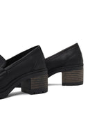 Women's Black Thick Heeled Leather Masculine Loafer | Derimod Women's Black Thick Heeled Leather Masculine Loafer | Derimod