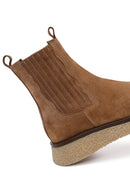 Women's Camel Thick-Soled Suede Leather Chelsea Boot | Derimod Women's Camel Thick-Soled Suede Leather Chelsea Boot | Derimod