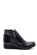 Women's Wedge Heeled Zippered Leather Boots | Derimod Women's Wedge Heeled Zippered Leather Boots | Derimod