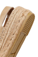 Women's Beige Suede Leather Espadrille Sandals | Derimod Women's Beige Suede Leather Espadrille Sandals | Derimod