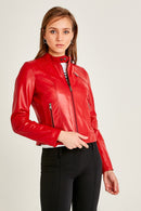 Kylie Women's Leather Jacket | Derimod Kylie Women's Leather Jacket | Derimod