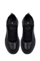 Erkek Siyah Bağcıklı Kalın Tabanlı Deri Sneaker | Derimod Erkek Siyah Bağcıklı Kalın Tabanlı Deri Sneaker | Derimod