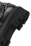 Women's Black Zippered Thick-Soled Leather Boot | Derimod Women's Black Zippered Thick-Soled Leather Boot | Derimod