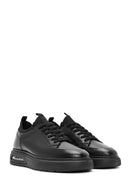 Erkek Siyah Bağcıklı Deri Sneaker | Derimod Erkek Siyah Bağcıklı Deri Sneaker | Derimod