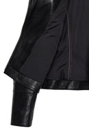 Roma Women's Black Biker Leather Jacket | Derimod Roma Women's Black Biker Leather Jacket | Derimod