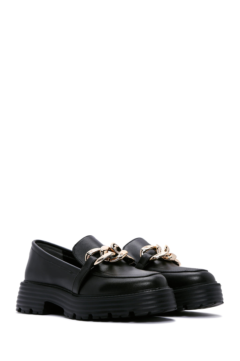 Kadın Siyah Tokalı Maskülen Loafer