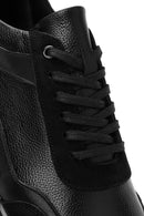 Erkek Siyah Bağcıklı Kalın Tabanlı Deri Casual Sneaker | Derimod Erkek Siyah Bağcıklı Kalın Tabanlı Deri Casual Sneaker | Derimod