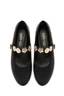 Women's Black Buckle Leather Ballerinas | Derimod Women's Black Buckle Leather Ballerinas | Derimod