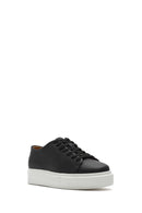 Erkek Siyah Bağcıklı Kalın Tabanlı Deri Sneaker | Derimod Erkek Siyah Bağcıklı Kalın Tabanlı Deri Sneaker | Derimod