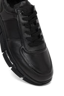 Erkek Siyah Bağcıklı Kalın Tabanlı Deri Sneaker | Derimod Erkek Siyah Bağcıklı Kalın Tabanlı Deri Sneaker | Derimod
