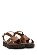 Women's Tan Ankle Strap Leather Bodrum Sandals | Derimod Women's Tan Ankle Strap Leather Bodrum Sandals | Derimod