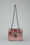 Pink Women's Crossbody Bag with Flower Detail | Derimod Pink Women's Crossbody Bag with Flower Detail | Derimod