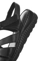 Kadın Siyah Bantlı Deri Comfort Sandalet | Derimod Kadın Siyah Bantlı Deri Comfort Sandalet | Derimod