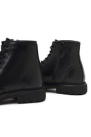 Men's Black Lace-Up Zipper Leather Casual Boot | Derimod Men's Black Lace-Up Zipper Leather Casual Boot | Derimod