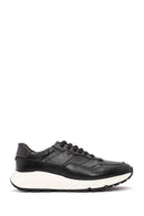 Erkek Siyah Kalın Tabanlı Bağcıklı Deri Sneaker | Derimod Erkek Siyah Kalın Tabanlı Bağcıklı Deri Sneaker | Derimod