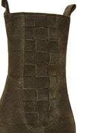 Women's Khaki Suede Leather Zippered Boots | Derimod Women's Khaki Suede Leather Zippered Boots | Derimod