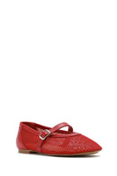 Women's Red Mesh Strappy Ballerinas | Derimod Women's Red Mesh Strappy Ballerinas | Derimod