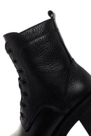 Women's Black Leather Zippered Heeled Boots | Derimod Women's Black Leather Zippered Heeled Boots | Derimod