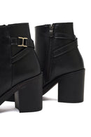 Women's Black Zippered Thick Heeled Boots | Derimod Women's Black Zippered Thick Heeled Boots | Derimod