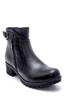 Women's Leather Buckle Detailed Zippered Boots | Derimod Women's Leather Buckle Detailed Zippered Boots | Derimod