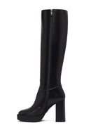 Woman Black Zippered High Heels Leather Boot | Derimod Woman Black Zippered High Heels Leather Boot | Derimod