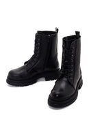Women's Black Zippered Leather Boots | Derimod Women's Black Zippered Leather Boots | Derimod