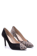 Women's Leopard Detailed Suede Leather Stiletto | Derimod Women's Leopard Detailed Suede Leather Stiletto | Derimod