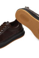 Men's Brown Lace-Up Thick-Soled Leather Sneaker | Derimod Men's Brown Lace-Up Thick-Soled Leather Sneaker | Derimod