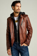 Lebron Men's Leather Jacket | Derimod Lebron Men's Leather Jacket | Derimod