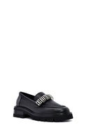 Woman Black Accessory Leather Masculine Loafer | Derimod Woman Black Accessory Leather Masculine Loafer | Derimod