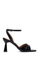 Woman Black Ankle-Strap Buckle Thick-Heel Leather Sandal | Derimod Woman Black Ankle-Strap Buckle Thick-Heel Leather Sandal | Derimod