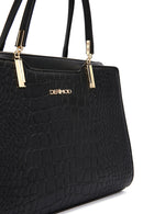 Women's Black Long Strap Crocodile Handbag | Derimod Women's Black Long Strap Crocodile Handbag | Derimod