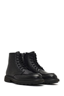 Men's Black Lace-Up Zipper Leather Casual Boot | Derimod Men's Black Lace-Up Zipper Leather Casual Boot | Derimod