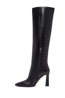 Women's Black Zippered High Thick Heel Leather Boot | Derimod Women's Black Zippered High Thick Heel Leather Boot | Derimod