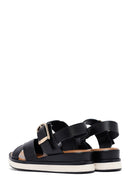 Women's Black Ankle Buckle Thick Soled Leather Sandals | Derimod Women's Black Ankle Buckle Thick Soled Leather Sandals | Derimod