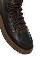 Men's Green Lace-Up Thick Sole Leather Sports Boots | Derimod Men's Green Lace-Up Thick Sole Leather Sports Boots | Derimod