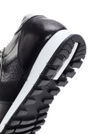 Kadın Siyah Bağcıklı Fermuar Detaylı Deri Sneaker | Derimod Kadın Siyah Bağcıklı Fermuar Detaylı Deri Sneaker | Derimod