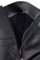 Woman Black Zippered Metal Detail Leather Boat | Derimod Woman Black Zippered Metal Detail Leather Boat | Derimod