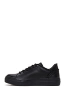 Kadın Siyah Bağcıklı Taş Detaylı Deri Sneaker | Derimod Kadın Siyah Bağcıklı Taş Detaylı Deri Sneaker | Derimod
