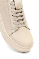 Kadın Bej Bağcıklı Kalın Tabanlı Deri Sneaker | Derimod Kadın Bej Bağcıklı Kalın Tabanlı Deri Sneaker | Derimod