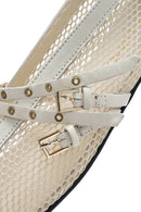 Women's Beige Buckled Mesh Fabric Ballerinas | Derimod Women's Beige Buckled Mesh Fabric Ballerinas | Derimod