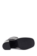 Women's Black Zippered Thick Heeled Leather Boots | Derimod Women's Black Zippered Thick Heeled Leather Boots | Derimod