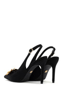 Women's Black Accessory Detailed Open Back Thin Heeled Shoes | Derimod Women's Black Accessory Detailed Open Back Thin Heeled Shoes | Derimod