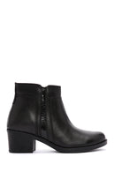 Women's Black Zippered Thick Heeled Leather Boots | Derimod Women's Black Zippered Thick Heeled Leather Boots | Derimod