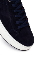 Erkek Lacivert Bağcıklı Süet Deri Sneaker | Derimod Erkek Lacivert Bağcıklı Süet Deri Sneaker | Derimod