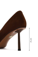 Kadın Kahverengi İnce Topuklu Süet Deri Stiletto | Derimod Kadın Kahverengi İnce Topuklu Süet Deri Stiletto | Derimod