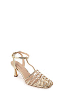 Woman Gold Ankle Buckle Open-Back Stiletto High Heel | Derimod Woman Gold Ankle Buckle Open-Back Stiletto High Heel | Derimod